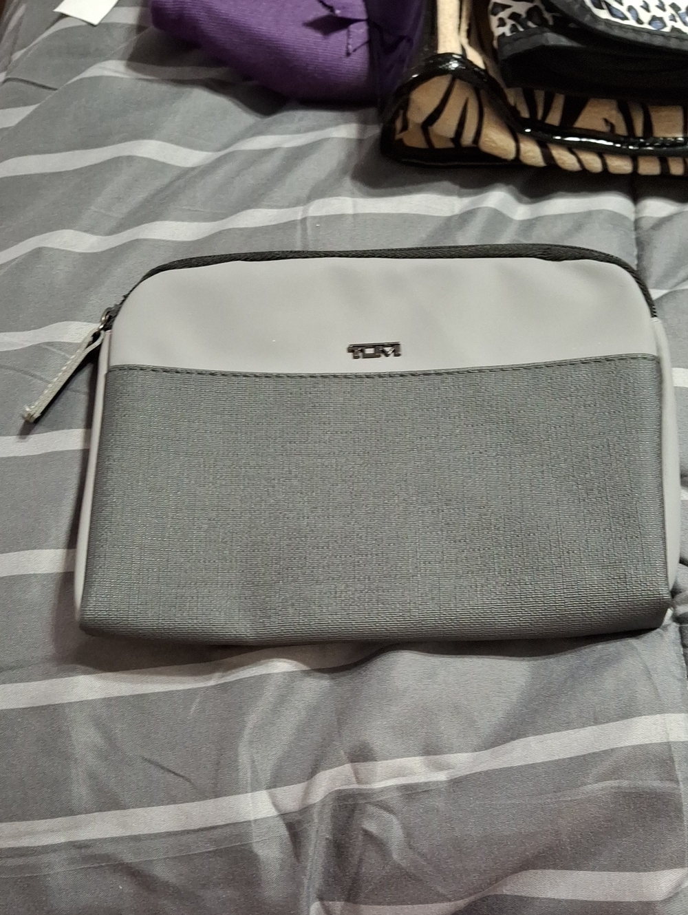 Tumi Two-Tone Gray Zipper Pouch